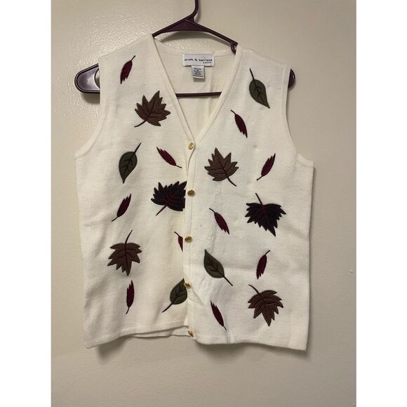 Croft & Barrow Petite Size M Fall Leaves Sweater Vest - Picture 1 of 4